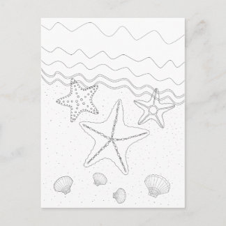 Starfish Adult Colouring Postcard