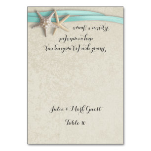 Starfish and Aqua Ribbon Place Card