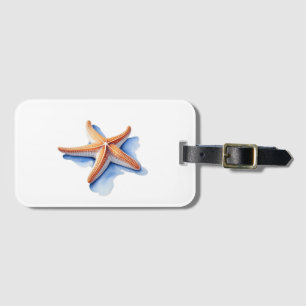 Starfish and Blue Silhouette Luggage Tag