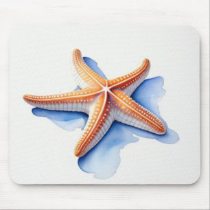 Starfish and Blue Silhouette Mouse Mat