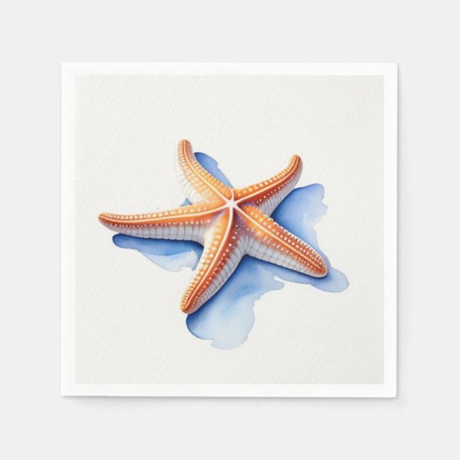 Starfish and Blue SIlhouette Napkin (Front)
