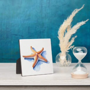 Starfish and Blue Silhouette Plaque