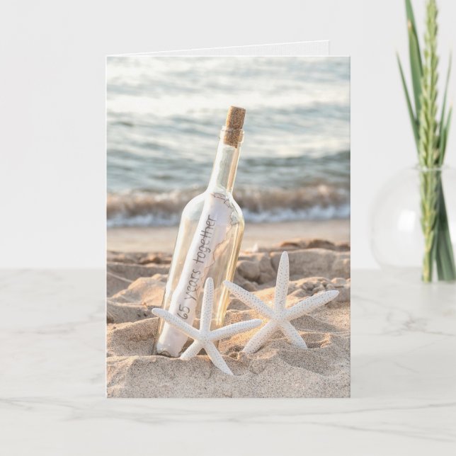 Starfish and Bottle 65th Anniversary Card (Front)