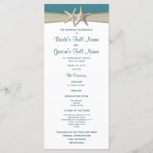 Starfish and Burlap Beach Wedding Program Programme
