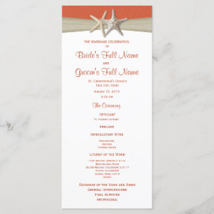 Starfish and Burlap Beach Wedding Program Programme