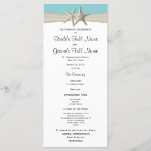 Starfish and Burlap Coral Beach Wedding Program Programme