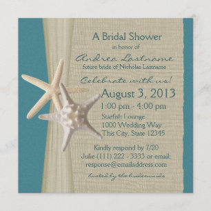 Starfish and Burlap Look Bridal Shower Invitation