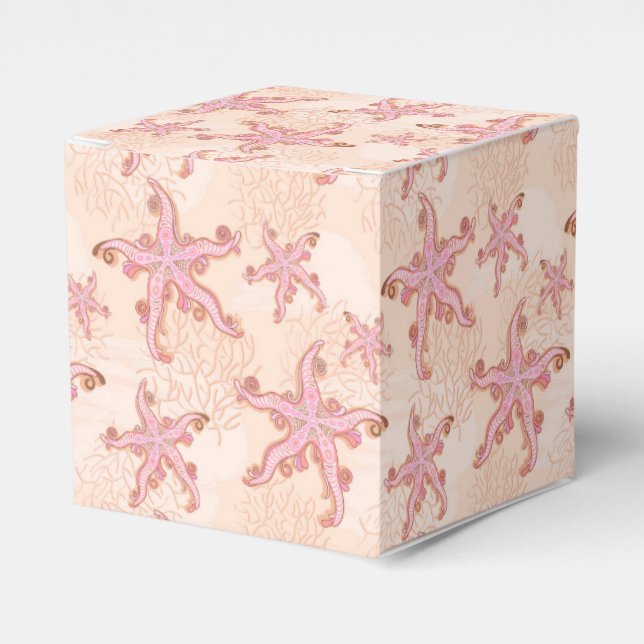 Starfish and Coral Pink Pastel Favour Box (Front Side)
