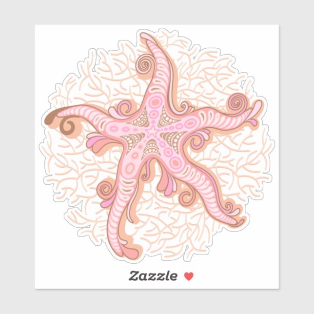 Starfish and Coral Pink Pastel Pattern (Sheet)