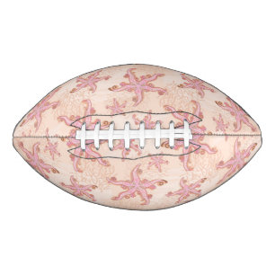 Starfish and Coral Pink Pastel Pattern American Football