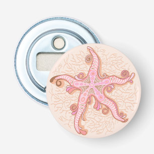 Starfish and Coral Pink Pastel Pattern Bottle Opener