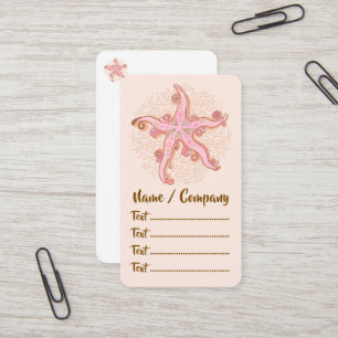 Starfish and Coral Pink Pastel Pattern Business Card
