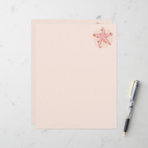 Starfish and Coral Pink Pastel Pattern Custom Letterhead