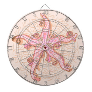 Starfish and Coral Pink Pastel Pattern Dartboard