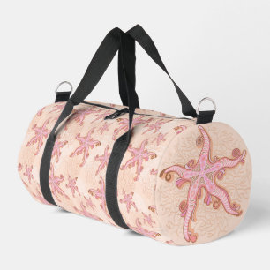 Starfish and Coral Pink Pastel Pattern Duffle Bag