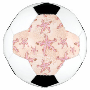 Starfish and Coral Pink Pastel Pattern Football