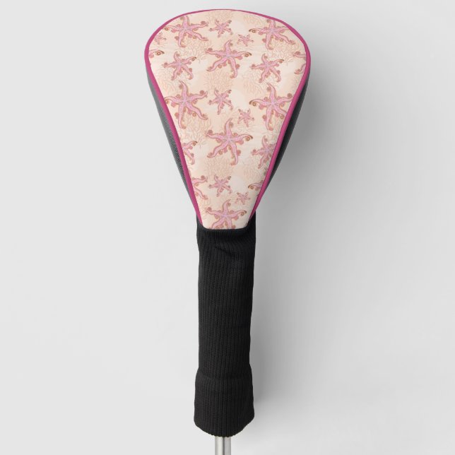 Starfish and Coral Pink Pastel Pattern Golf Head Cover (Front)