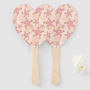 Starfish and Coral Pink Pastel Pattern Hand Fan
