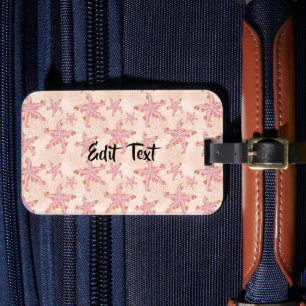 Starfish and Coral Pink Pastel Pattern Luggage Tag