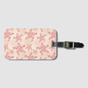 Starfish and Coral Pink Pastel Pattern Luggage Tag