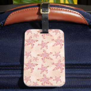 Starfish and Coral Pink Pastel Pattern Luggage Tag