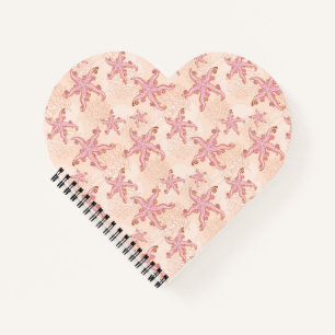Starfish and Coral Pink Pastel Pattern Notebook