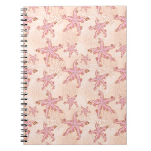 Starfish and Coral Pink Pastel Pattern Notebook