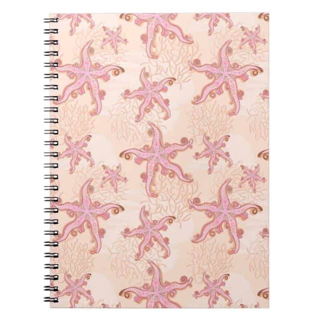 Starfish and Coral Pink Pastel Pattern Notebook (Front)