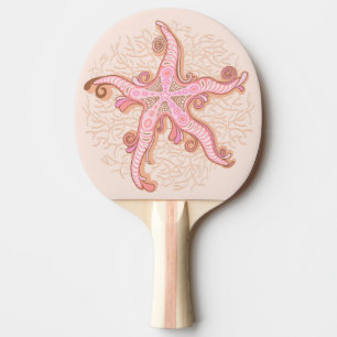 Starfish and Coral Pink Pastel Pattern Ping Pong Paddle