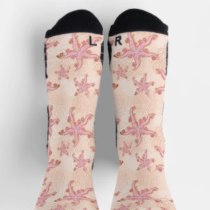Starfish and Coral Pink Pastel Pattern Socks