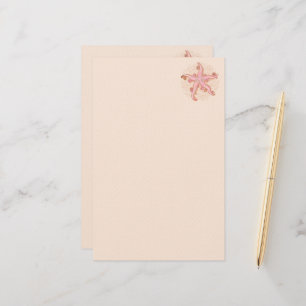 Starfish and Coral Pink Pastel Pattern Stationery