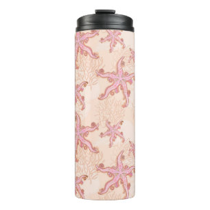 Starfish and Coral Pink Pastel Pattern Thermal Tumbler