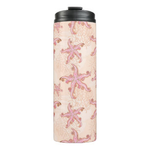 Starfish and Coral Pink Pastel Pattern Thermal Tumbler