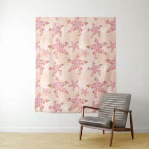 Starfish and Coral Pink Pastel Tapestry