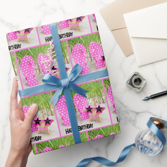 Starfish and Flip-Flops In Beach Sand Wrapping Paper (Gifting)