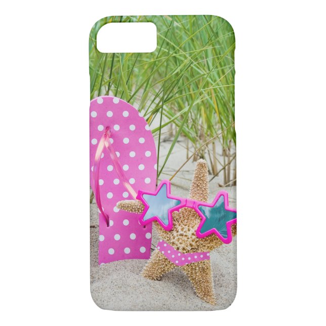 starfish and flip-flops in sand Case-Mate iPhone case (Back)