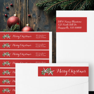 Starfish and Holly Red Wrap Around Label