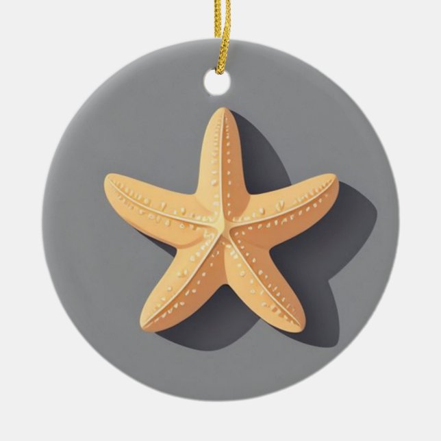 Starfish and Its Shadow Ceramic Tree Decoration (Front)