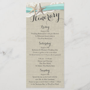 Starfish and Lace Rustic Beach Wedding Itinerary Programme