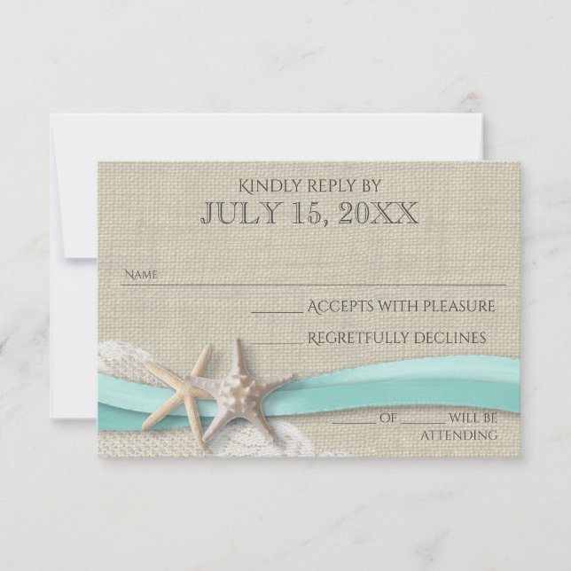 Starfish and Lace Rustic Response Card (Front)