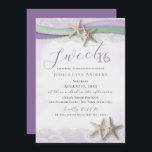 Starfish and Lace Sweet 16 Invitation<br><div class="desc">Lavender and Mint ribbon and starfish,  romantic beach sweet sixteen birthday party invitation.  Double starfish watercolor inspired design on the  with completely editable text.</div>