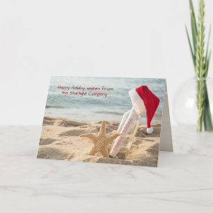 Starfish and message in bottle from business card