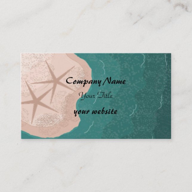Starfish and Ocean Beach Theme Business Card (Front)