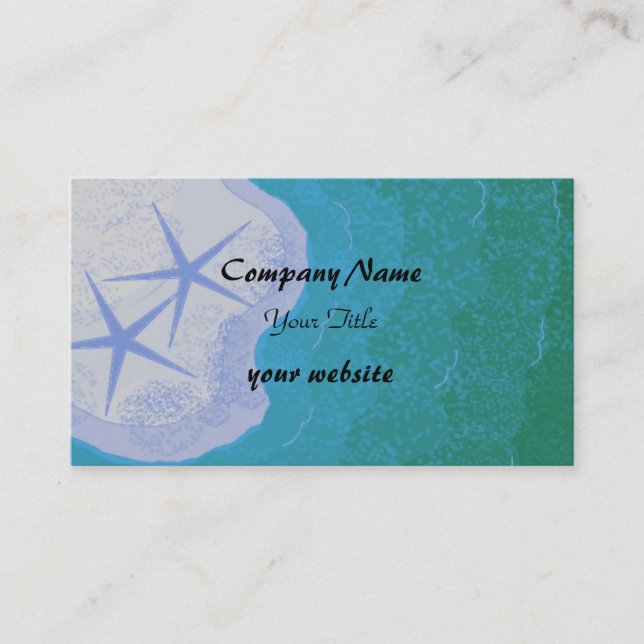 Starfish and Ocean Beach Theme Business Card (Front)