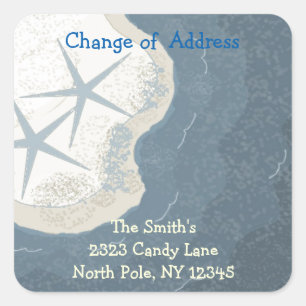 Starfish and Ocean Change of Address Square Sticker