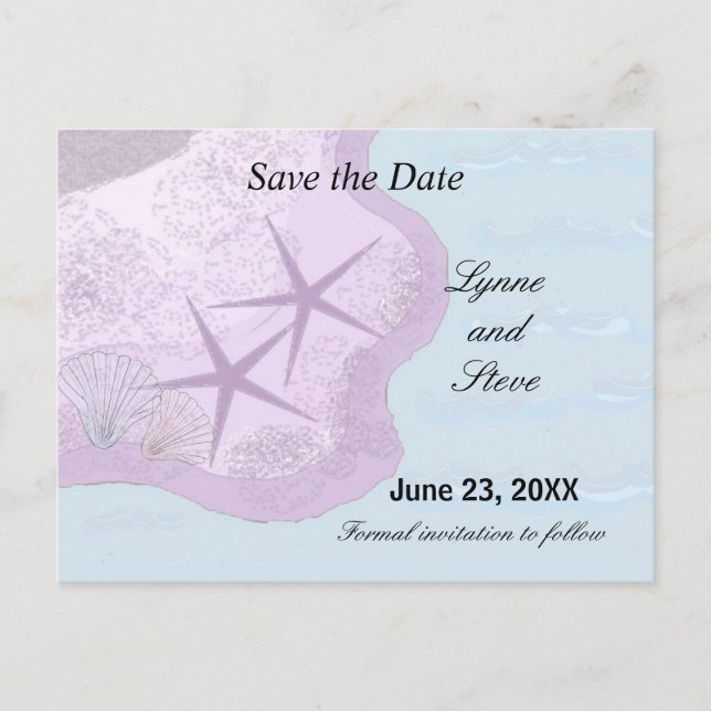 Starfish and Ocean Save the Date Announcement Postcard (Front)