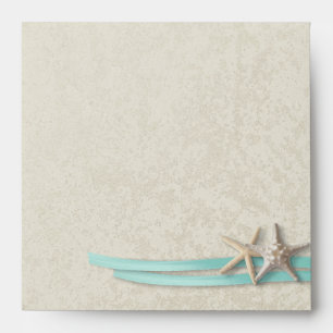 Starfish and Ribbon Aqua Envelopes