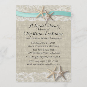 Starfish and Ribbon Bridal Shower Invitation