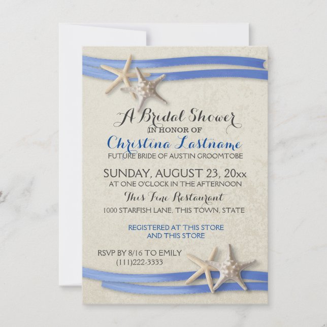 Starfish and Ribbon Bridal Shower Invitation (Front)