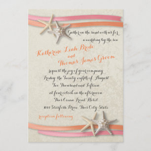 Starfish and Ribbon Coral and Pink Invitation